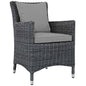 Summon Dining Outdoor Patio Sunbrella® Armchair, Sunbrella Rattan Wicker, Grey Gray 13428