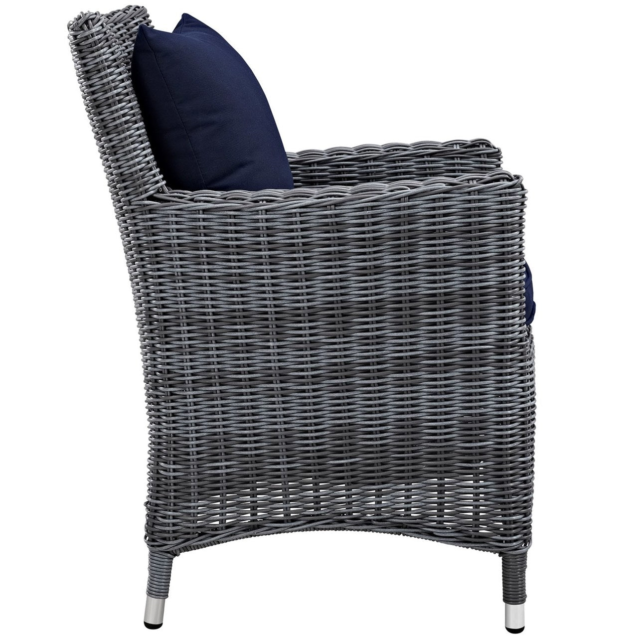 Summon Dining Outdoor Patio Sunbrella Armchair, Navy, Rattan 9926