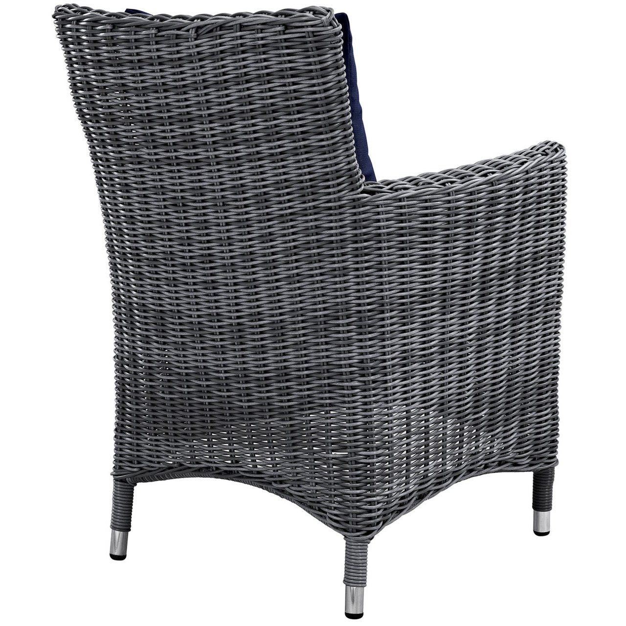 Summon Dining Outdoor Patio Sunbrella Armchair, Navy, Rattan 9926