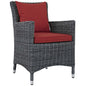 Summon Dining Outdoor Patio Sunbrella® Armchair, Sunbrella Rattan Wicker, Red 13429