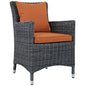 Summon Dining Outdoor Patio Sunbrella Armchair, Orange, Rattan 9927