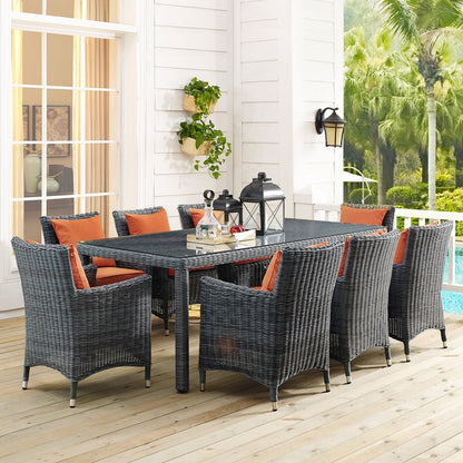 Summon 83" Outdoor Patio Dining Table, Grey, Rattan 9932
