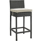 Sojourn Outdoor Patio Sunbrella Bar Stool, Beige, Rattan 9950