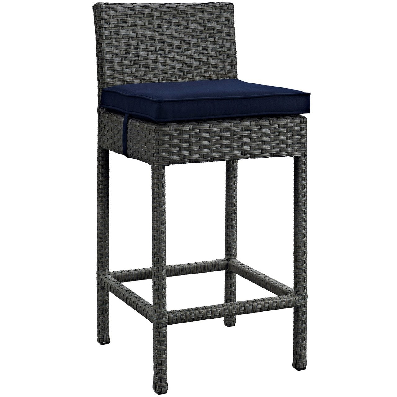 Sojourn Outdoor Patio Sunbrella Bar Stool, Navy, Rattan 9951