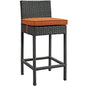 Sojourn Outdoor Patio Sunbrella Bar Stool, Orange, Rattan 9952