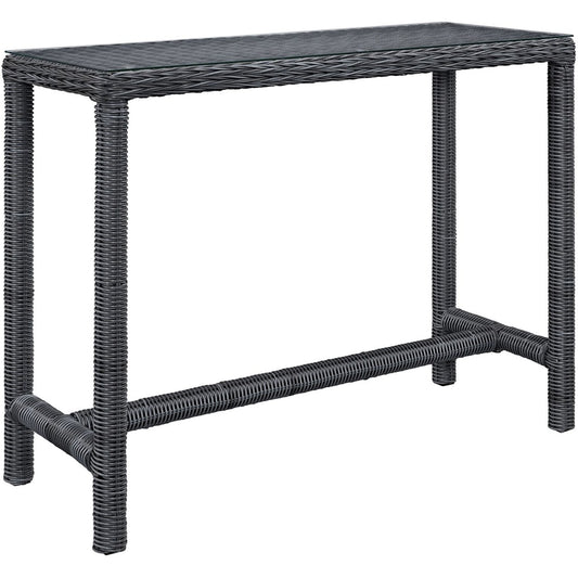 Summon Large Outdoor Patio Bar Table, Grey, Rattan 9954
