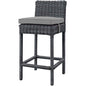 Summon Outdoor Patio Sunbrella Bar Stool, Sunbrella Fabric Rattan Wicker, Grey Gray, 17246