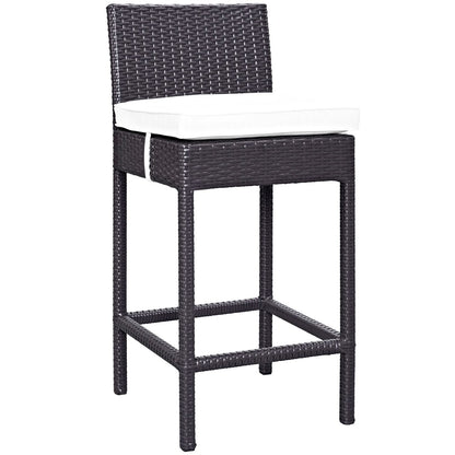 Convene Five PCS Outdoor Patio Pub Set, White, Rattan 9964