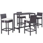 Convene Five PCS Outdoor Patio Pub Set, White, Rattan 9971