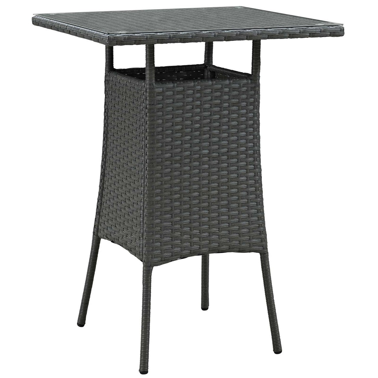 Sojourn 5 Piece Outdoor Patio Sunbrella® Pub Set, Sunbrella Rattan Wicker, Grey Gray 13436