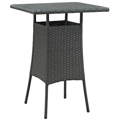 Sojourn 5 Piece Outdoor Patio Sunbrella® Pub Set, Sunbrella Rattan Wicker, Grey Gray 13436