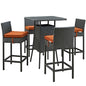Sojourn Five PCS Outdoor Patio Sunbrella Pub Set, Orange, Rattan 9974
