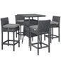 Summon 5 Piece Outdoor Patio Sunbrella® Pub Set, Sunbrella Rattan Wicker, Grey Gray 13440