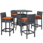 Summon Five PCS Outdoor Patio Sunbrella Pub Set, Orange, Rattan 9980
