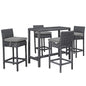 Summon 5 Piece Outdoor Patio Sunbrella® Pub Set, Sunbrella Rattan Wicker, Grey Gray 13442