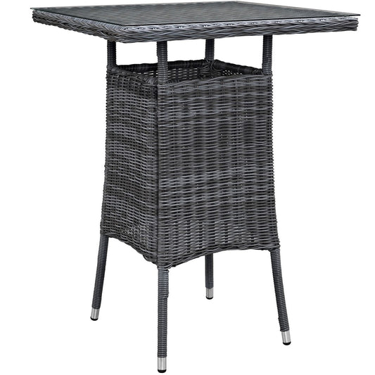 Summon Small Outdoor Patio Bar Table, Grey, Rattan 9984