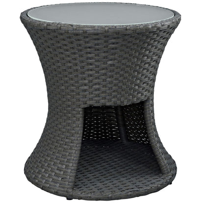 Sojourn Outdoor Patio Side Table, Brown, Rattan 9986