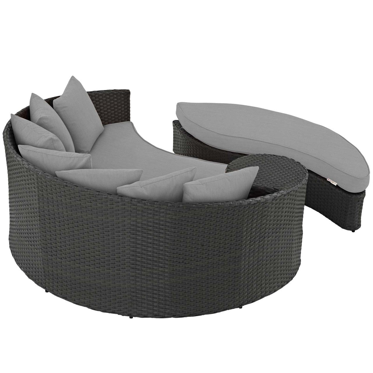 Sojourn Outdoor Patio Sunbrella® Daybed, Sunbrella Rattan Wicker, Grey Gray 13444