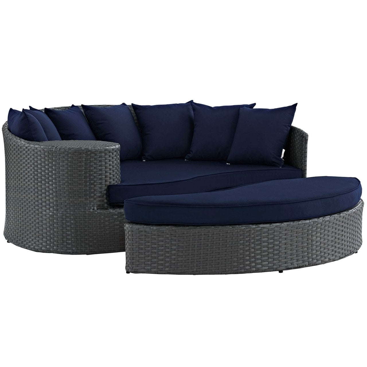 Sojourn Outdoor Patio Sunbrella Daybed, Navy, Rattan 9988