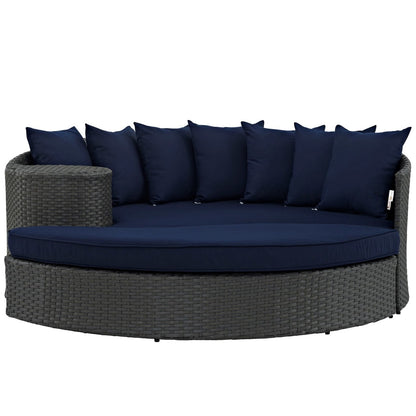 Sojourn Outdoor Patio Sunbrella Daybed, Navy, Rattan 9988
