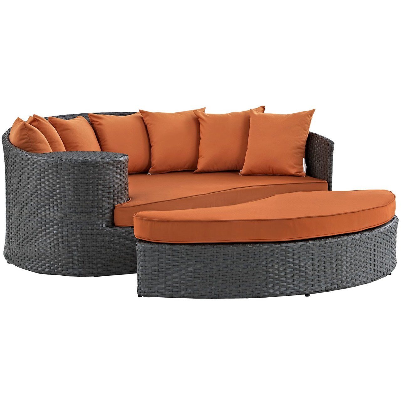 Sojourn Outdoor Patio Sunbrella Daybed, Orange, Rattan 9989