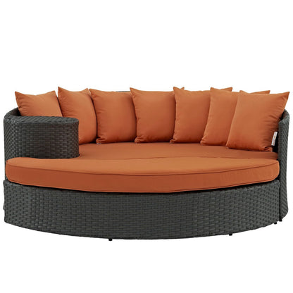 Sojourn Outdoor Patio Sunbrella Daybed, Orange, Rattan 9989
