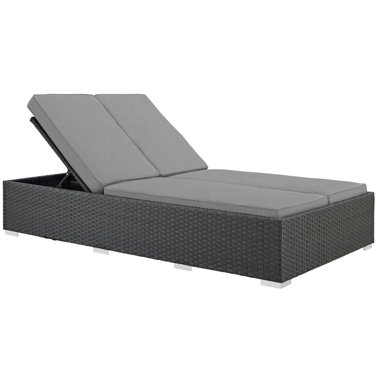 Sojourn Outdoor Patio Sunbrella® Double Chaise, Sunbrella Rattan Wicker, Multi Grey Gray 13446