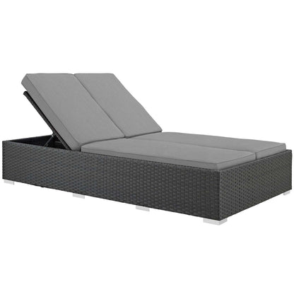 Sojourn Outdoor Patio Sunbrella® Double Chaise, Sunbrella Rattan Wicker, Multi Grey Gray 13446