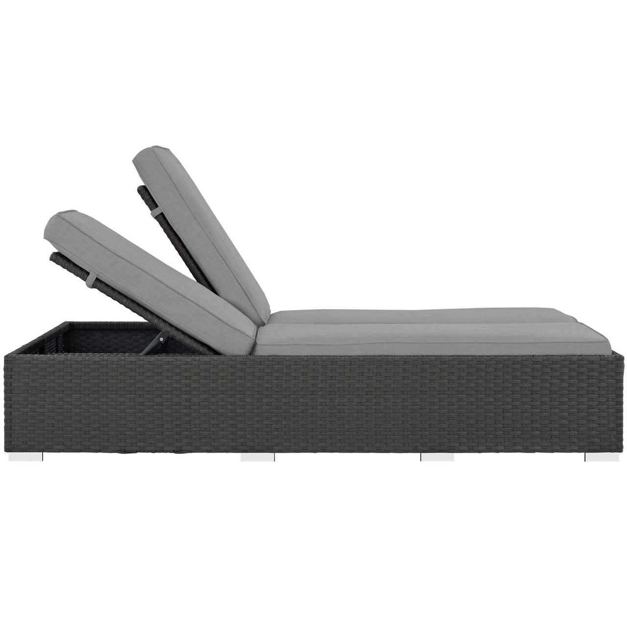 Sojourn Outdoor Patio Sunbrella® Double Chaise, Sunbrella Rattan Wicker, Multi Grey Gray 13446
