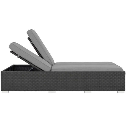 Sojourn Outdoor Patio Sunbrella® Double Chaise, Sunbrella Rattan Wicker, Multi Grey Gray 13446
