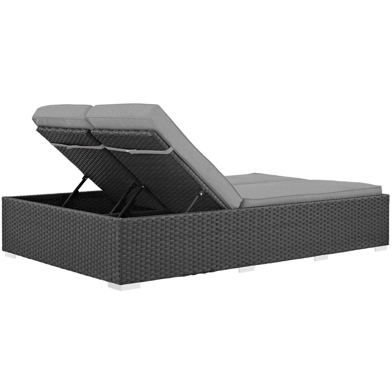 Sojourn Outdoor Patio Sunbrella® Double Chaise, Sunbrella Rattan Wicker, Multi Grey Gray 13446