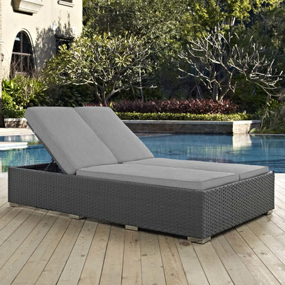 Sojourn Outdoor Patio Sunbrella® Double Chaise, Sunbrella Rattan Wicker, Multi Grey Gray 13446