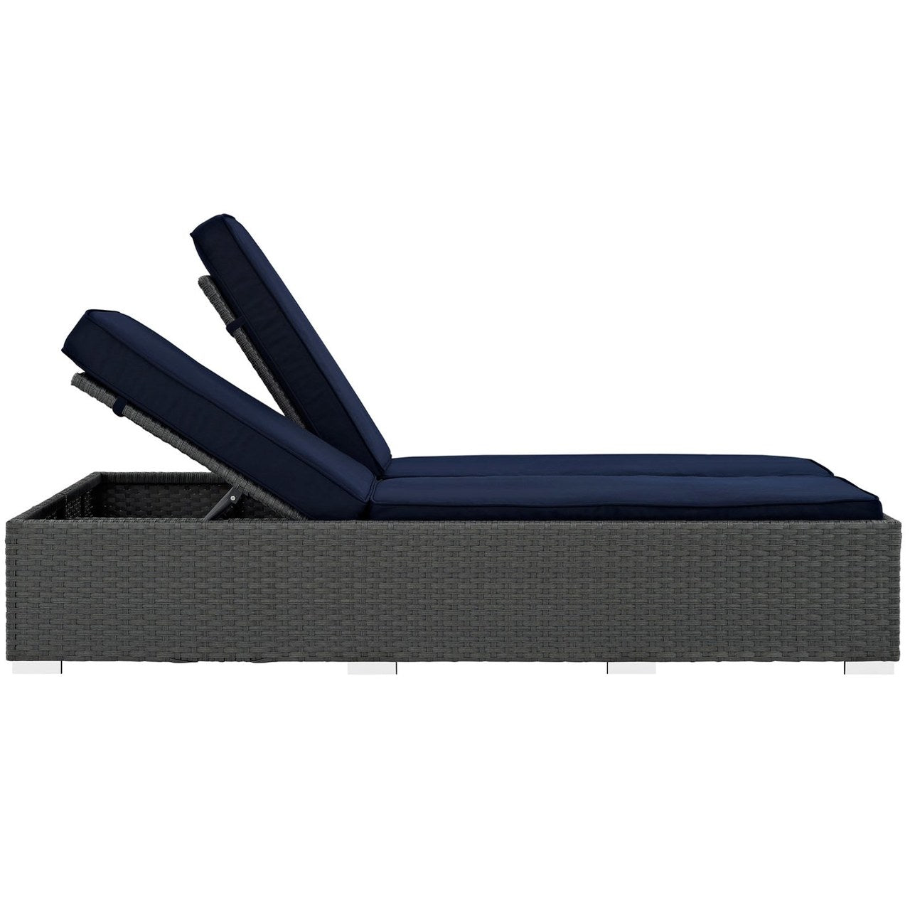 Sojourn Outdoor Patio Sunbrella Double Chaise, Navy, Rattan 9991