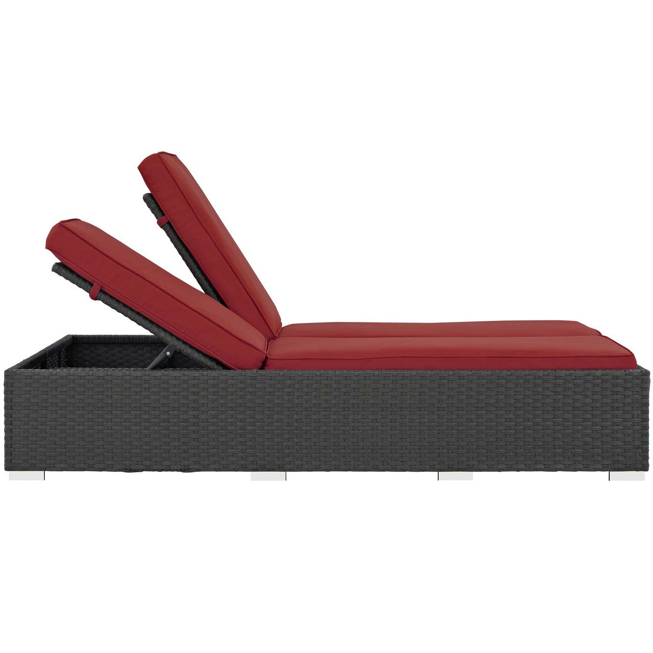 Sojourn Outdoor Patio Sunbrella® Double Chaise, Sunbrella Rattan Wicker, Multi Grey Red 13447