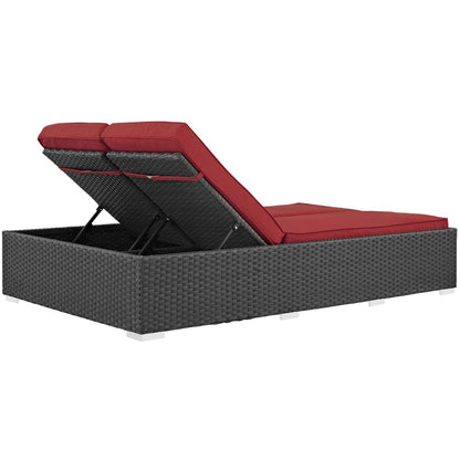 Sojourn Outdoor Patio Sunbrella® Double Chaise, Sunbrella Rattan Wicker, Multi Grey Red 13447