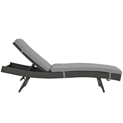 Sojourn Outdoor Patio Sunbrella® Chaise, Sunbrella Rattan Wicker, Grey Gray 13448