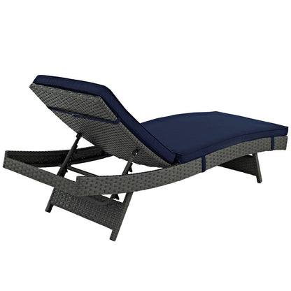 Sojourn Outdoor Patio Sunbrella Chaise, Navy, Rattan 9997