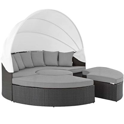 Sojourn Outdoor Patio Sunbrella® Daybed, Sunbrella Rattan Wicker, Grey Gray 13450