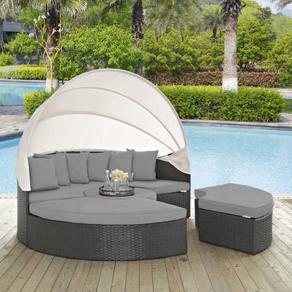 Sojourn Outdoor Patio Sunbrella® Daybed, Sunbrella Rattan Wicker, Grey Gray 13450