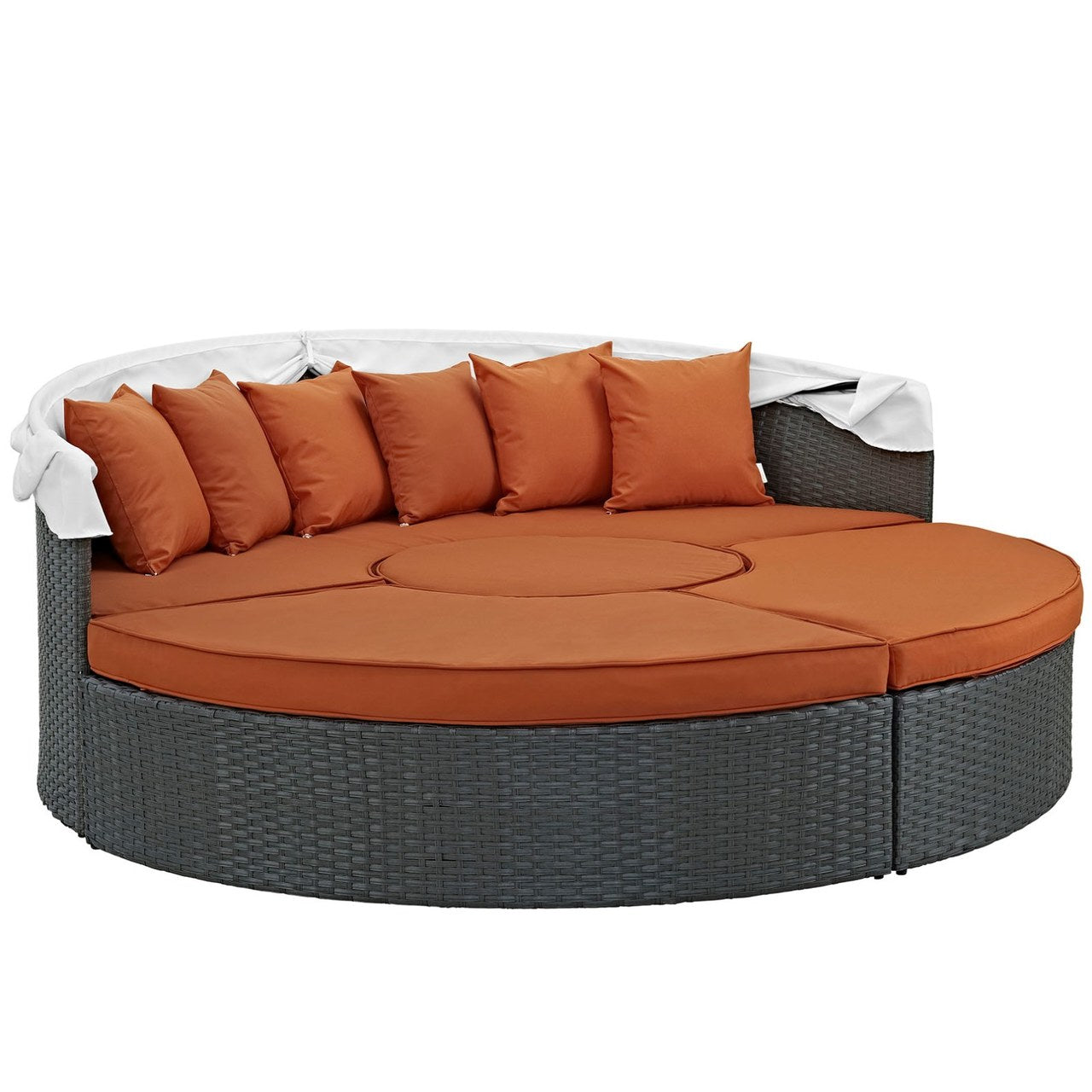 Sojourn Outdoor Patio Sunbrella Daybed, Orange, Rattan 10001