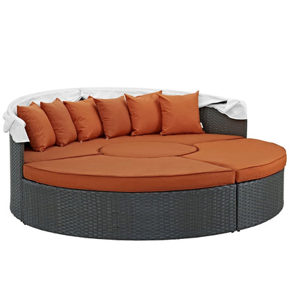 Sojourn Outdoor Patio Sunbrella Daybed, Orange, Rattan 10001