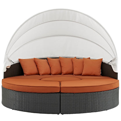 Sojourn Outdoor Patio Sunbrella Daybed, Orange, Rattan 10001