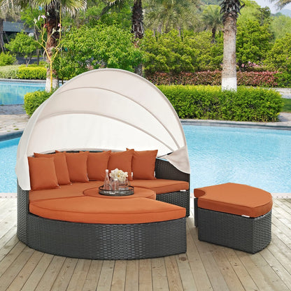 Sojourn Outdoor Patio Sunbrella Daybed, Orange, Rattan 10001