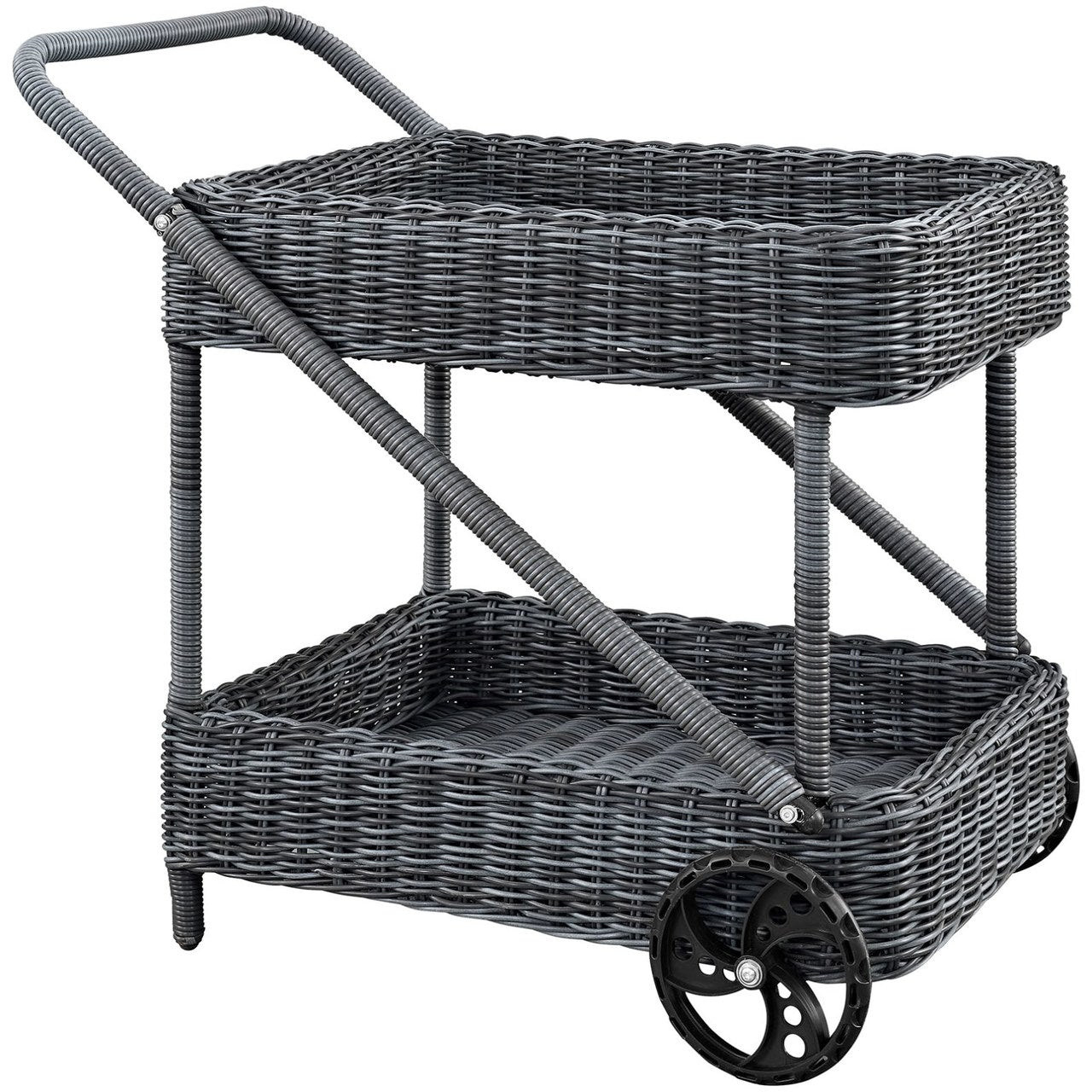 Summon Outdoor Patio Beverage Cart, Grey, Rattan 10002