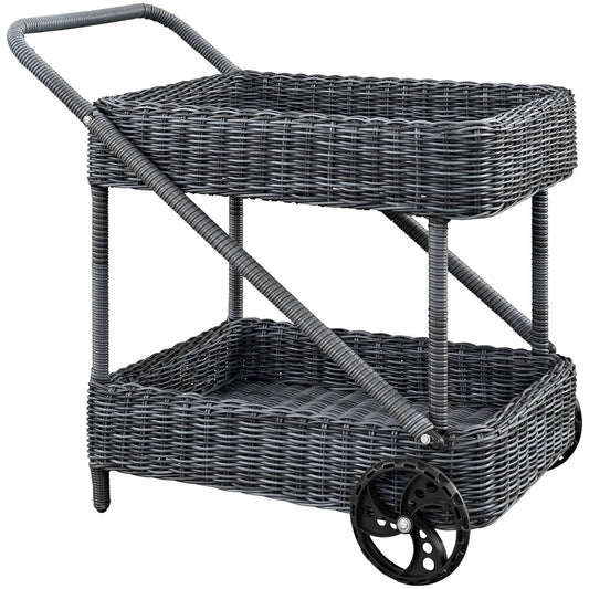 Summon Outdoor Patio Beverage Cart, Grey, Rattan 10002