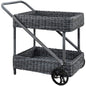 Summon Outdoor Patio Beverage Cart, Grey, Rattan 10002