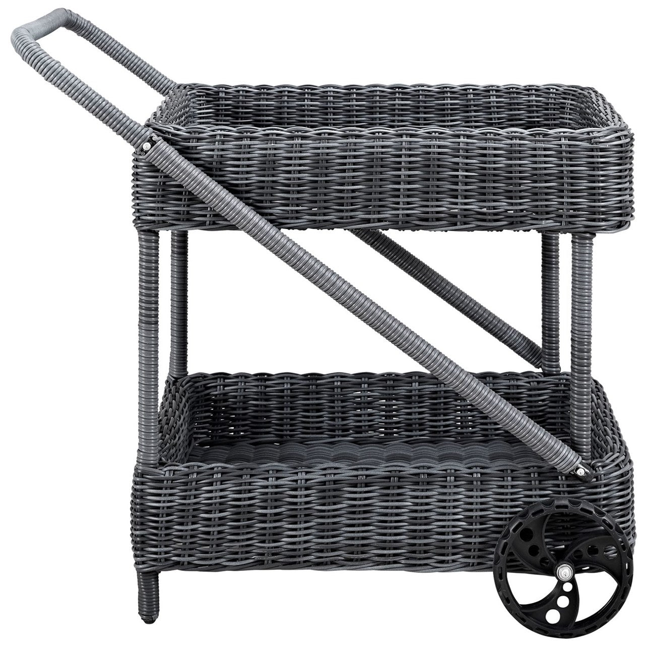 Summon Outdoor Patio Beverage Cart, Grey, Rattan 10002