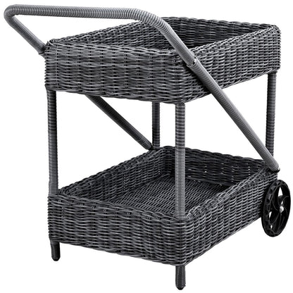 Summon Outdoor Patio Beverage Cart, Grey, Rattan 10002