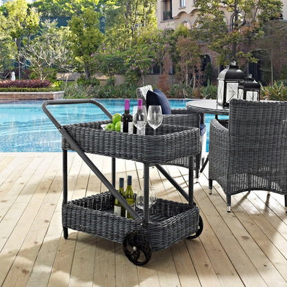 Summon Outdoor Patio Beverage Cart, Grey, Rattan 10002