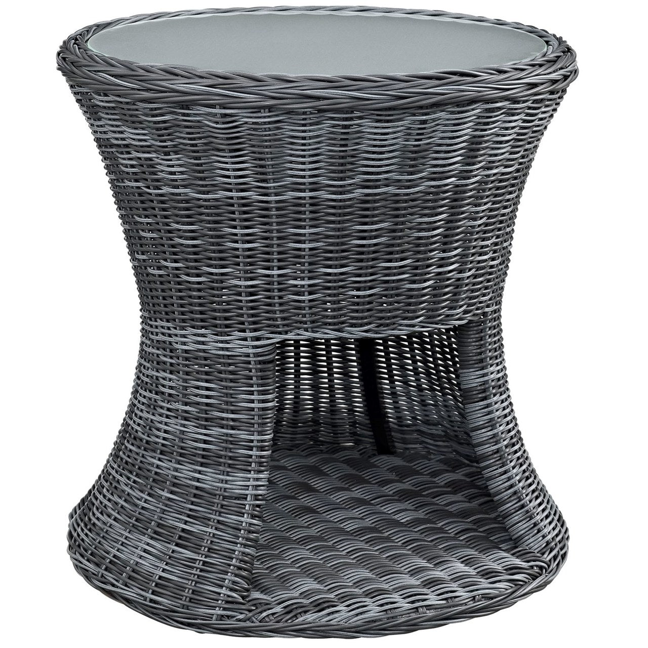 Summon Outdoor Patio Side Table, Grey, Rattan 10003